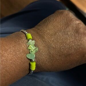 Vibrant Green and Silver Beaded Bracelet